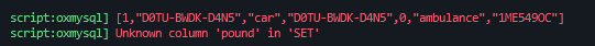 Missing pound Column SQL Error